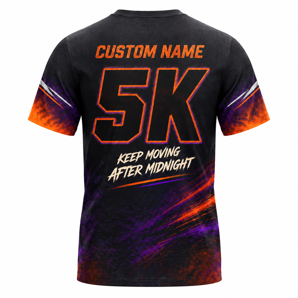 Custom Name 5K After Dark Halloween Tech Running T-Shirt
