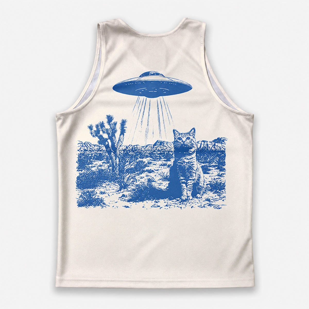 Cat Running Tank Top Alien UFO Cat Running Singlet for Men and Women
