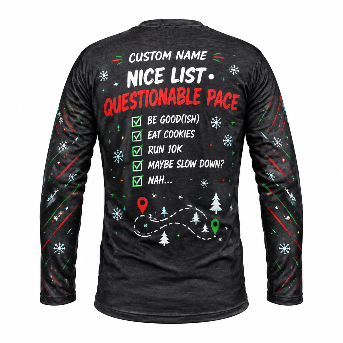 Custom Name Dear Santa, Define Fast Running Long Sleeve Shirt