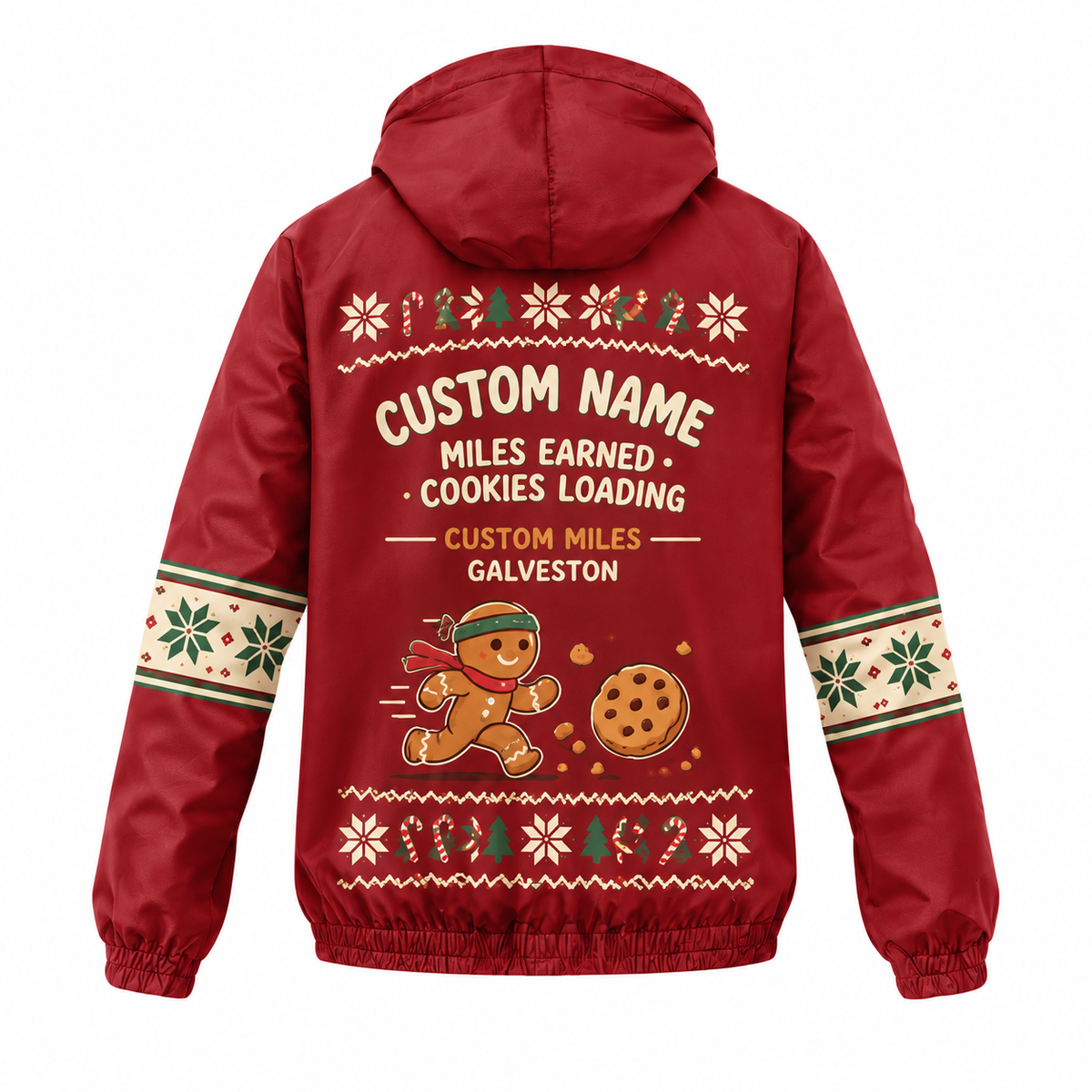 Custom Name Run Now Cookies Later Santa Hustle Galveston Running Windbreaker Jacket