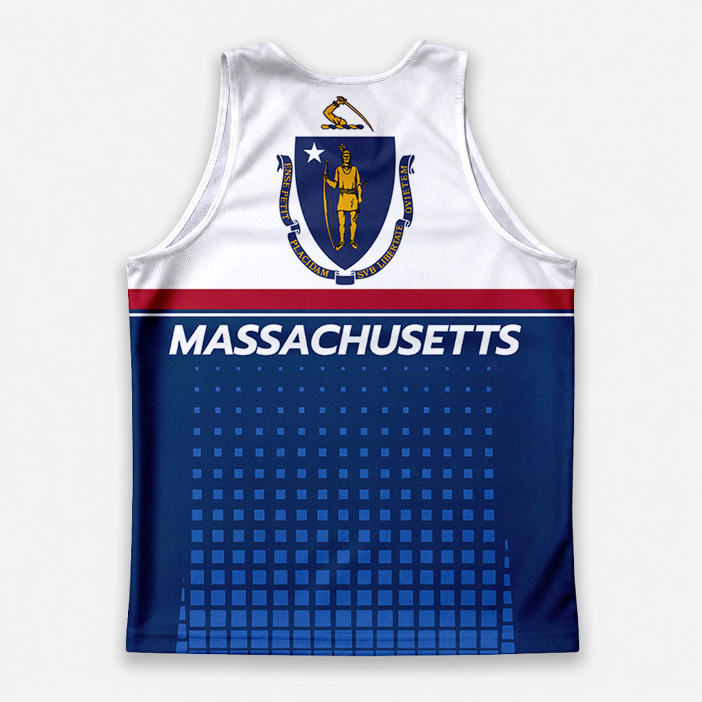 Patriotic Tech Running Tank Top - Massachusetts State Pride Running Singlet