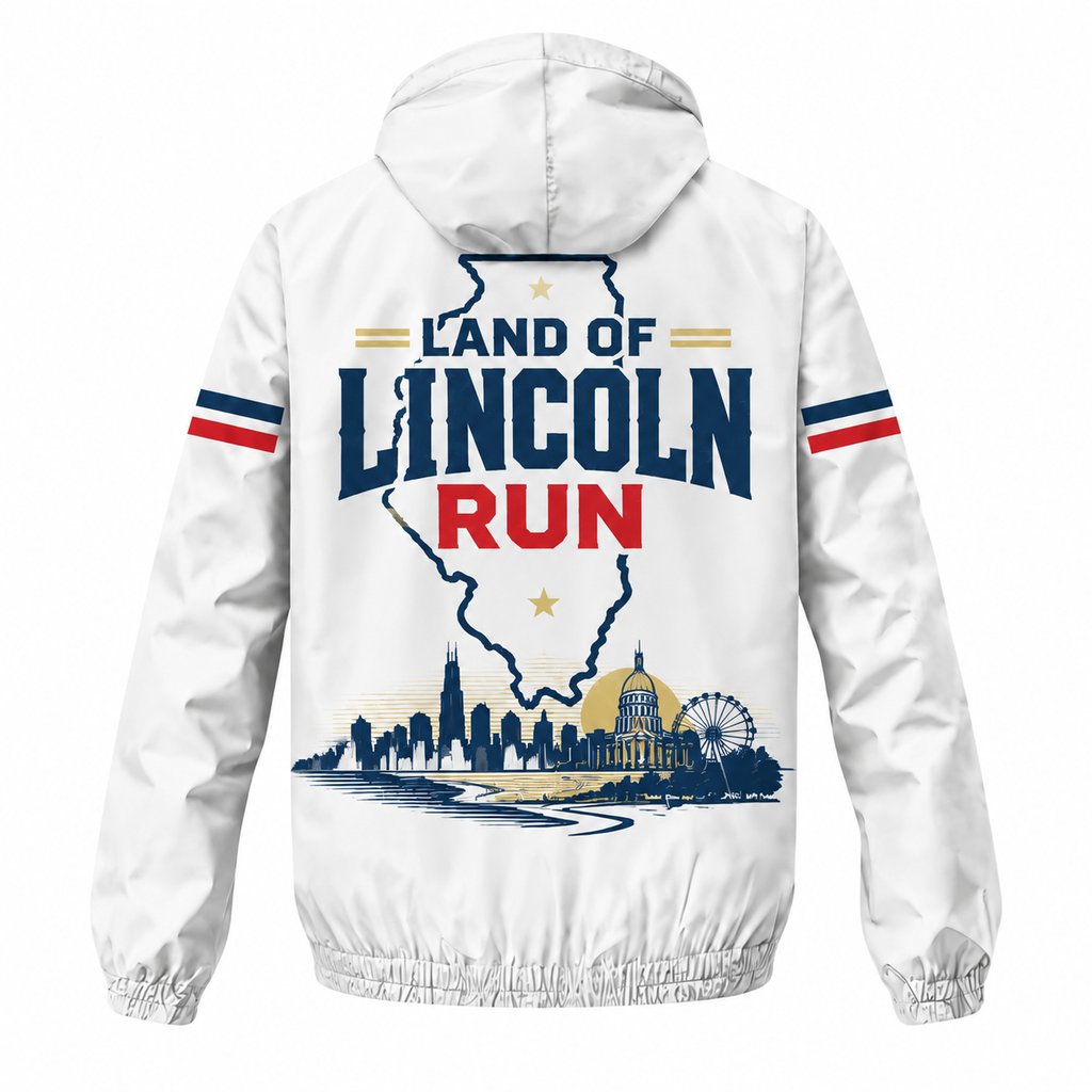 Custom Name Land of Lincoln Run Illinois Running Windbreaker Jacket