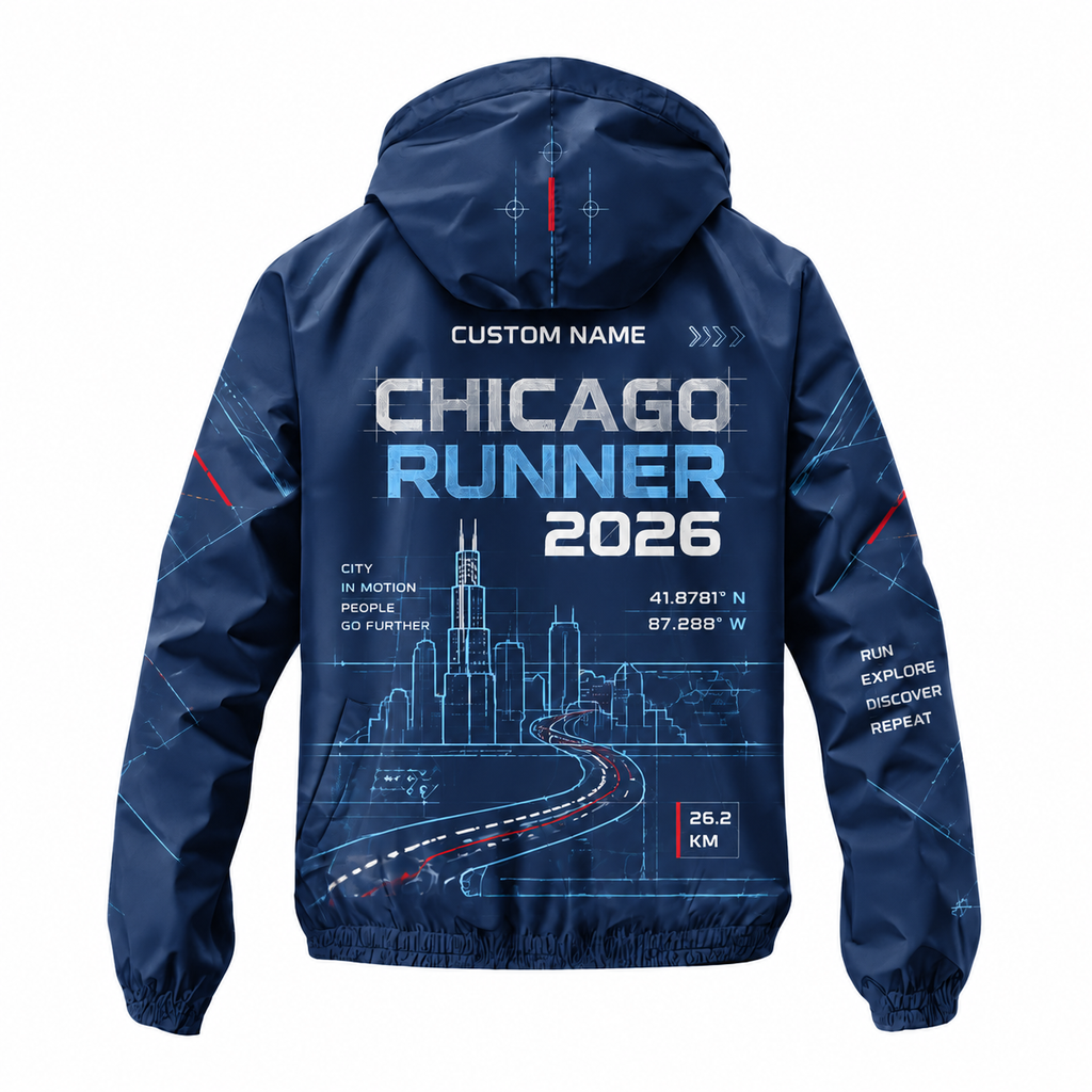 Custom Name Chicago Blueprint Runner Running Windbreaker Jacket