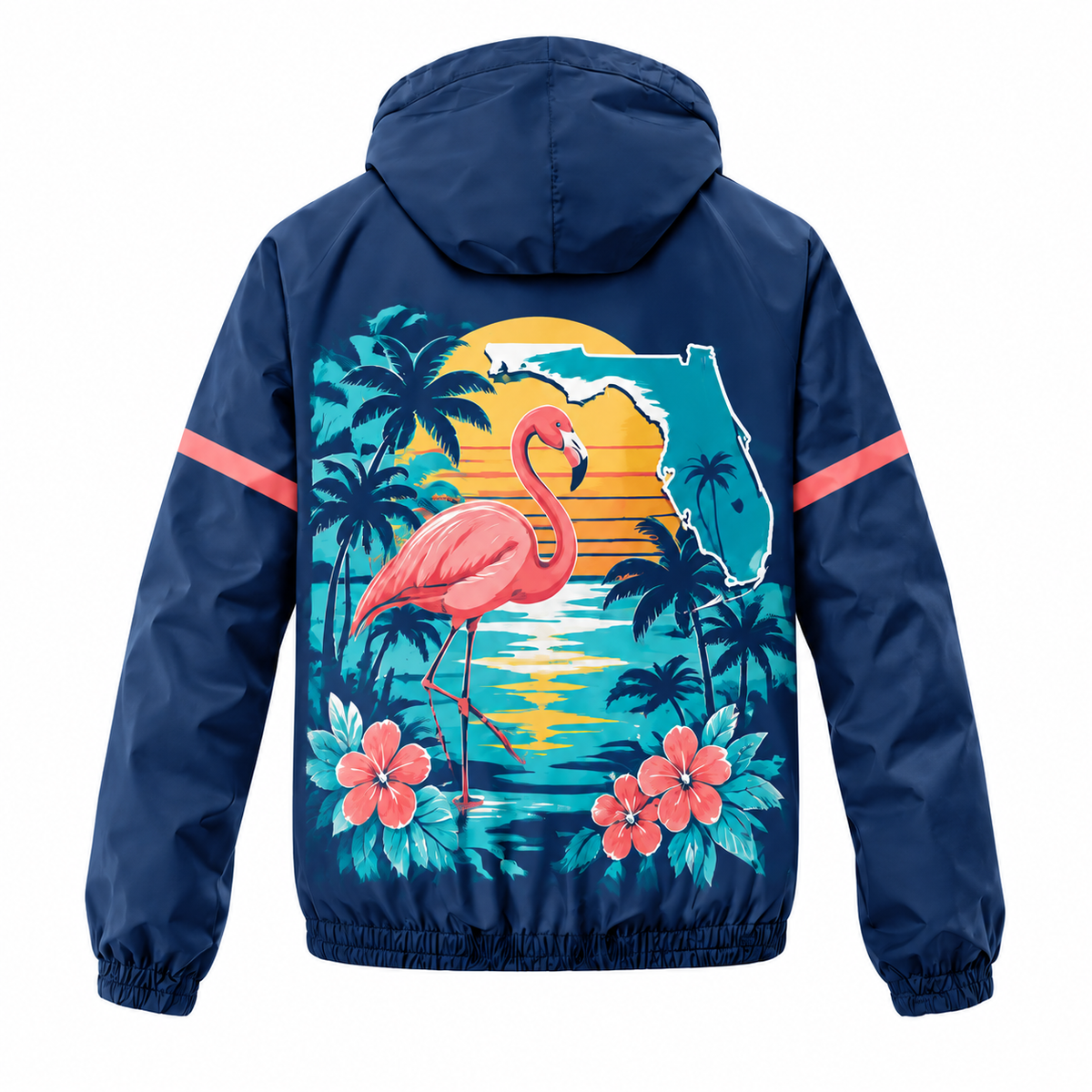 Custom Name Florida Flamingo Runner Florida Running Windbreaker Jacket