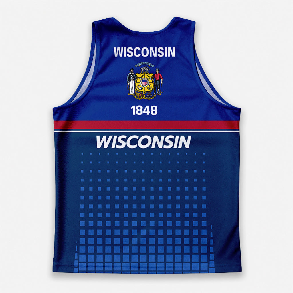 Patriotic Tech Running Tank Top - Wisconsin State Pride Running Singlet