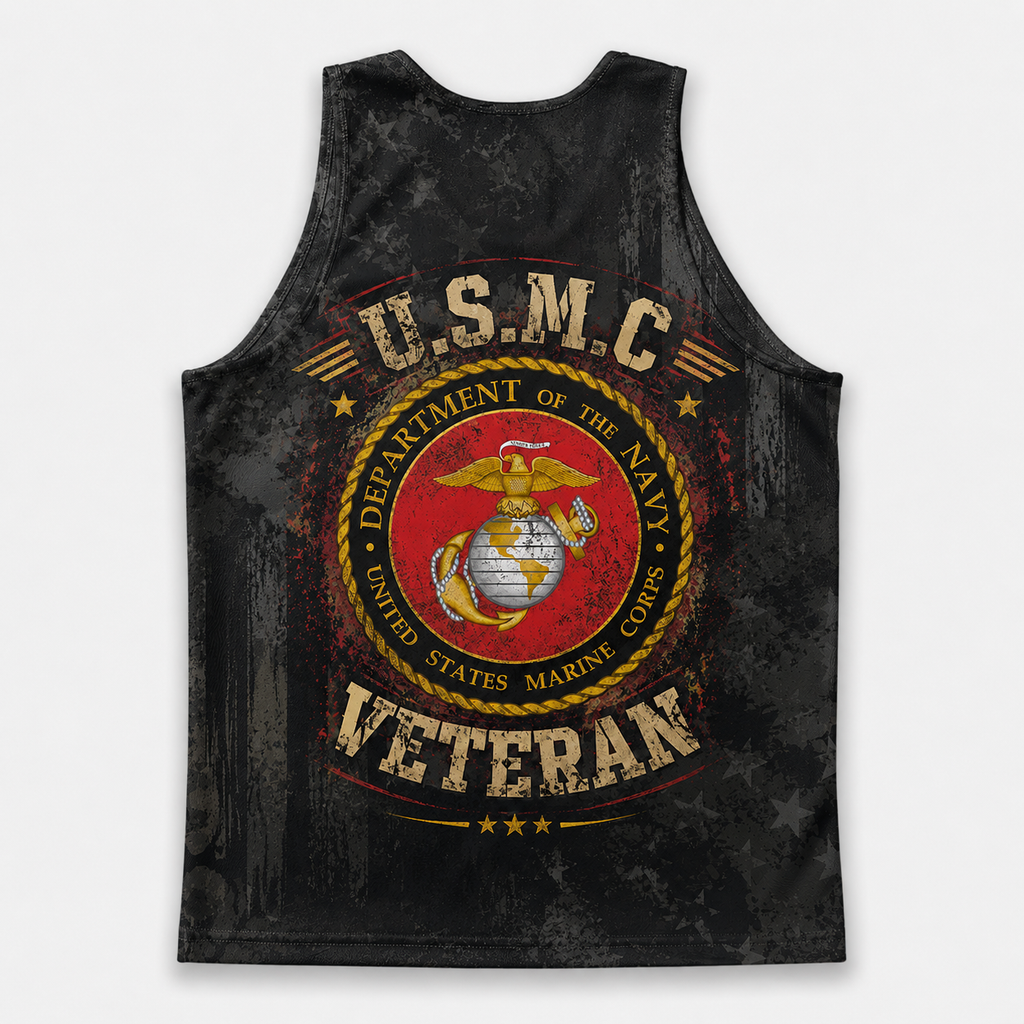 Veteran Running Tank Top - US Marine Corps Veteran V6 Tech Singlet