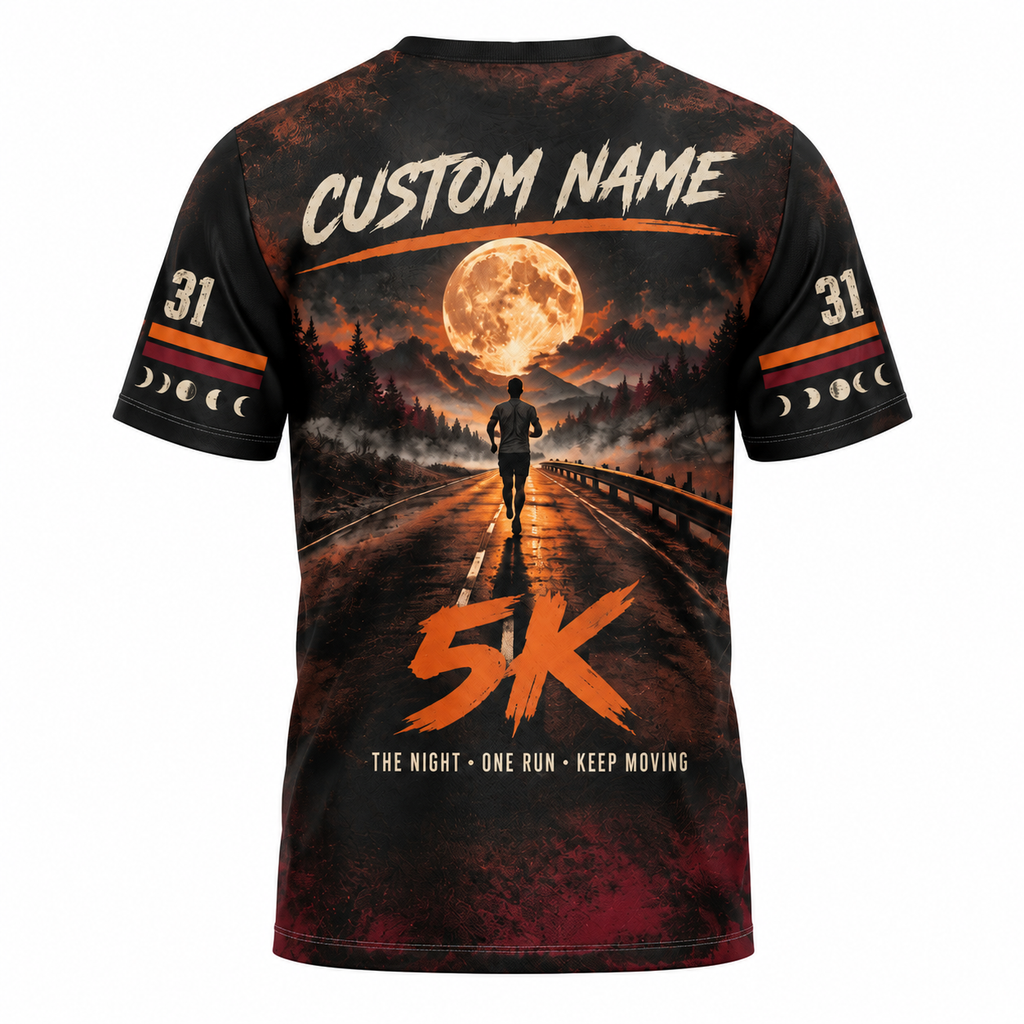 Custom Name October 31 Night 5K Halloween Tech Running T-Shirt