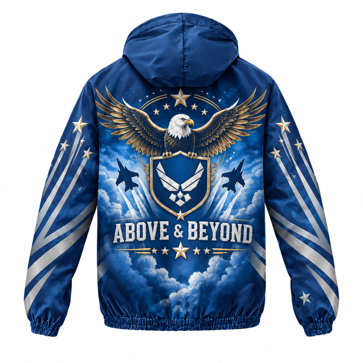 Custom Name Air Force Eagle Sky Shield Running Windbreaker Jacket