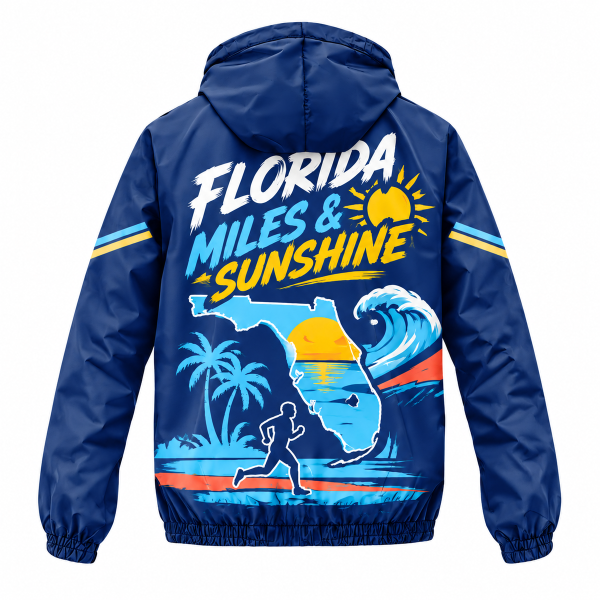 Custom Name Florida Miles & Sunshine Florida Running Windbreaker Jacket
