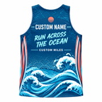 Custom Name Miles Seigaiha Ocean Runner Running Tank Top