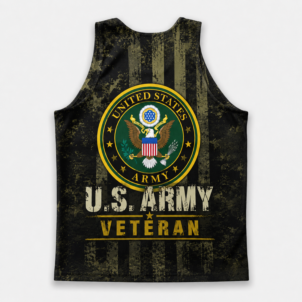 Veteran Running Tank Top - US Army Veteran V8 Tech Singlet