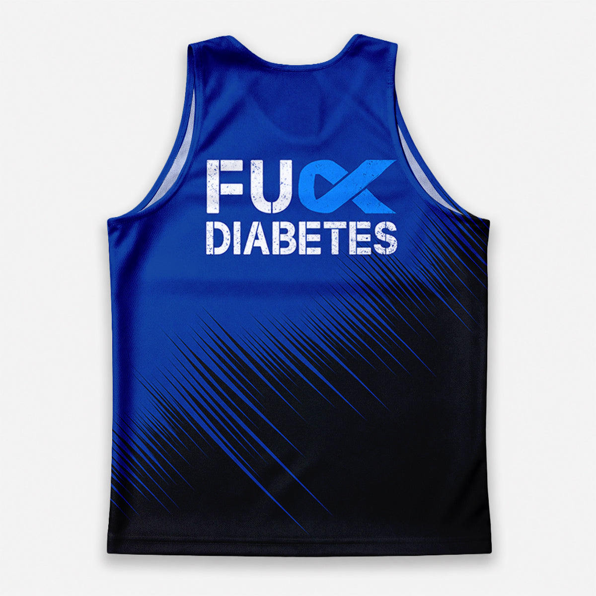 Diabetes Fighter Running Tank Top Blue Ribbon Diabetes Awareness Running Singlet for Men and Women