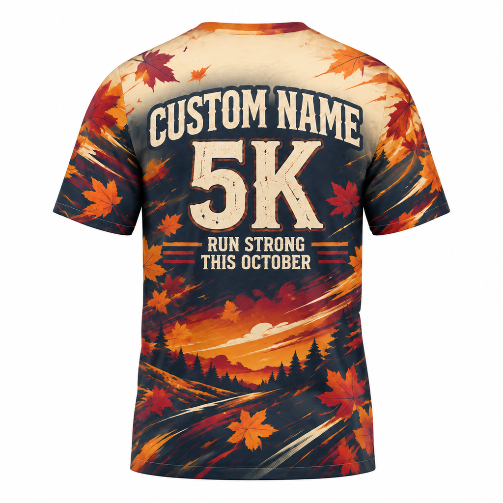 Custom Name October 5K Runner Halloween Tech Running T-Shirt