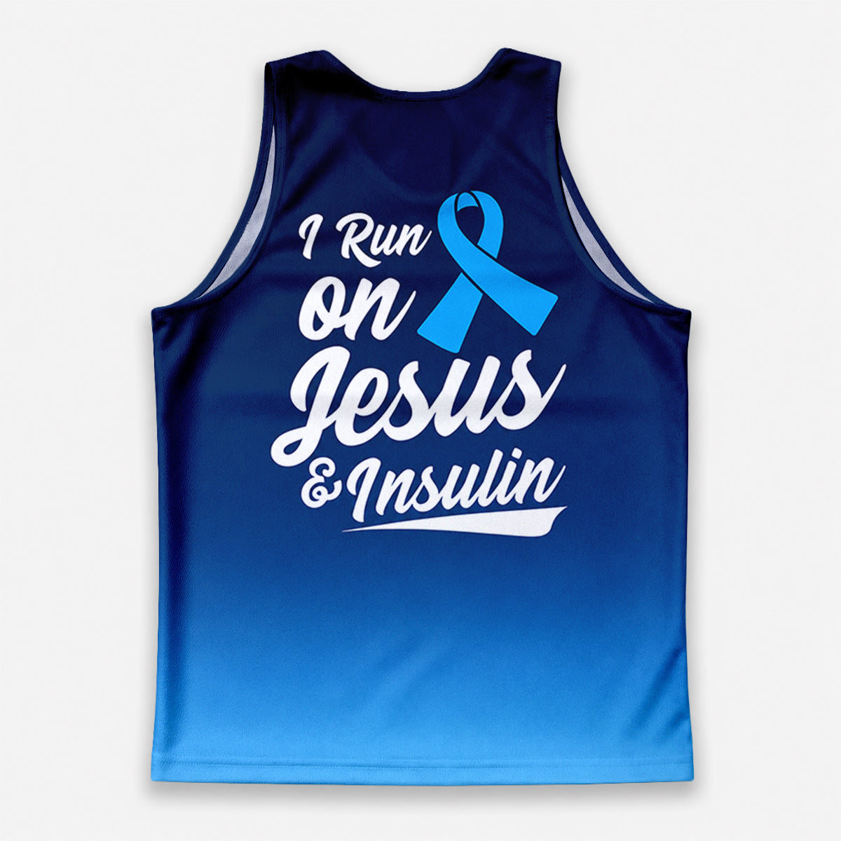 Diabetes Fighter Running Tank Top Run On Jesus and Insulin Running Singlet for Men and Women
