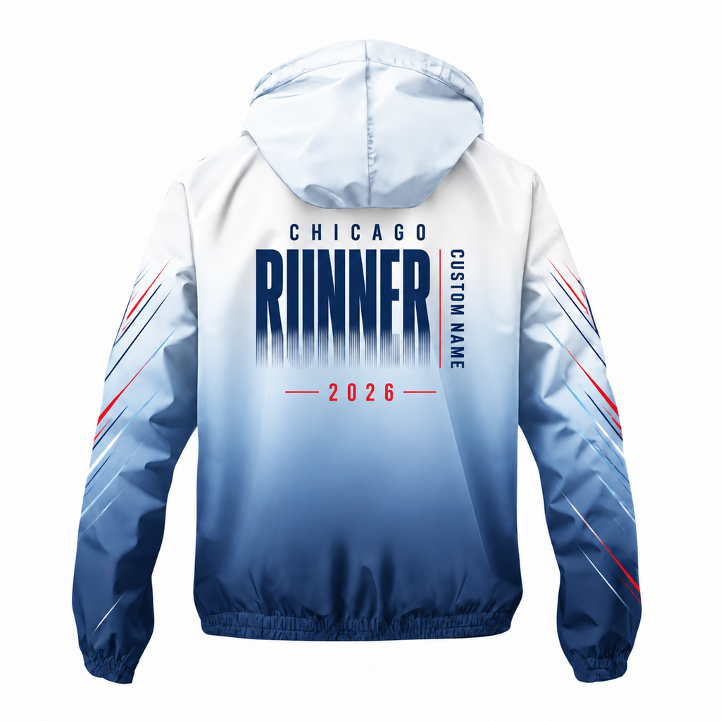 Custom Name Chicago Minimal Gradient Running Windbreaker Jacket