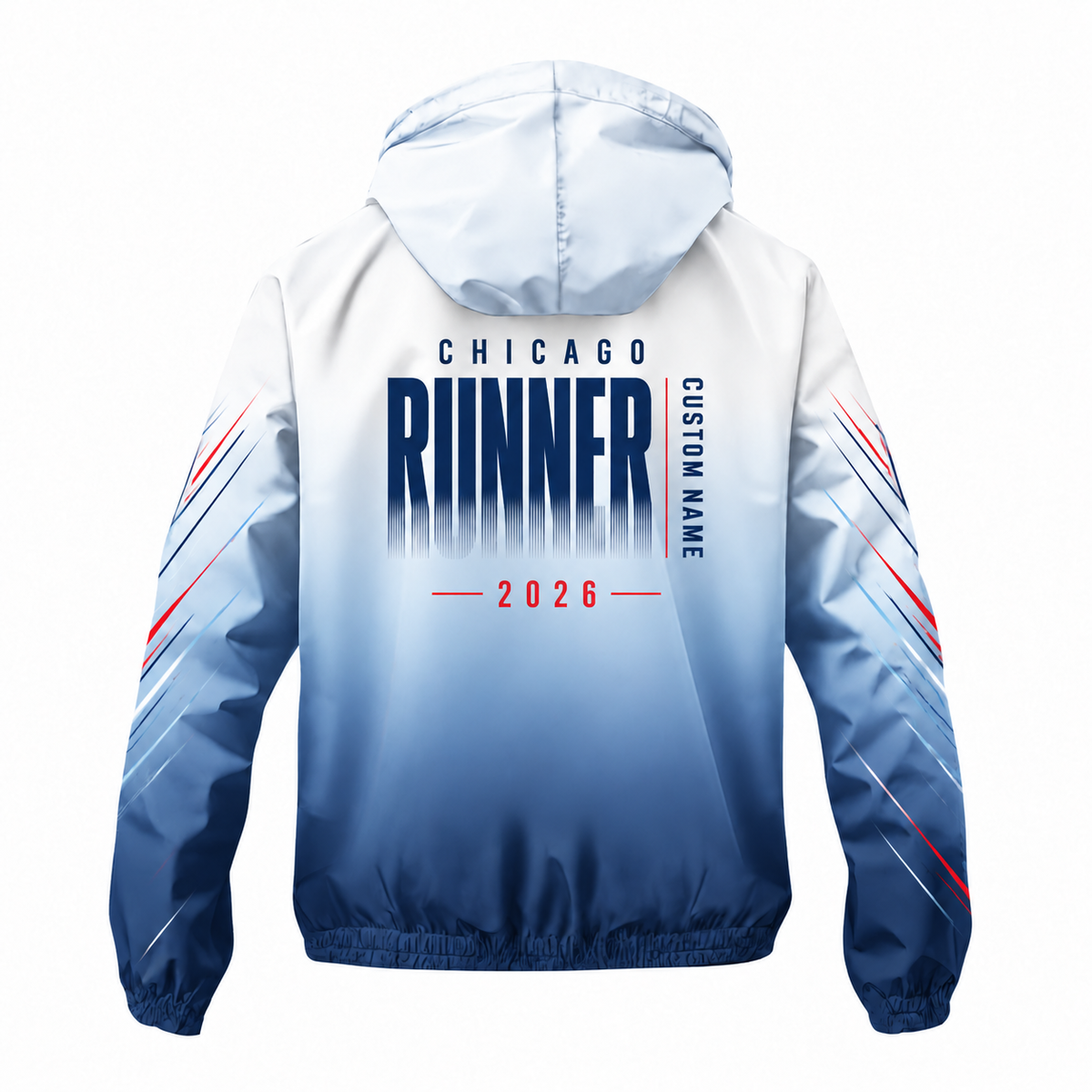 Custom Name Chicago Minimal Gradient Running Windbreaker Jacket