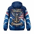 Custom Name Navy Anchor Veteran Running Windbreaker Jacket