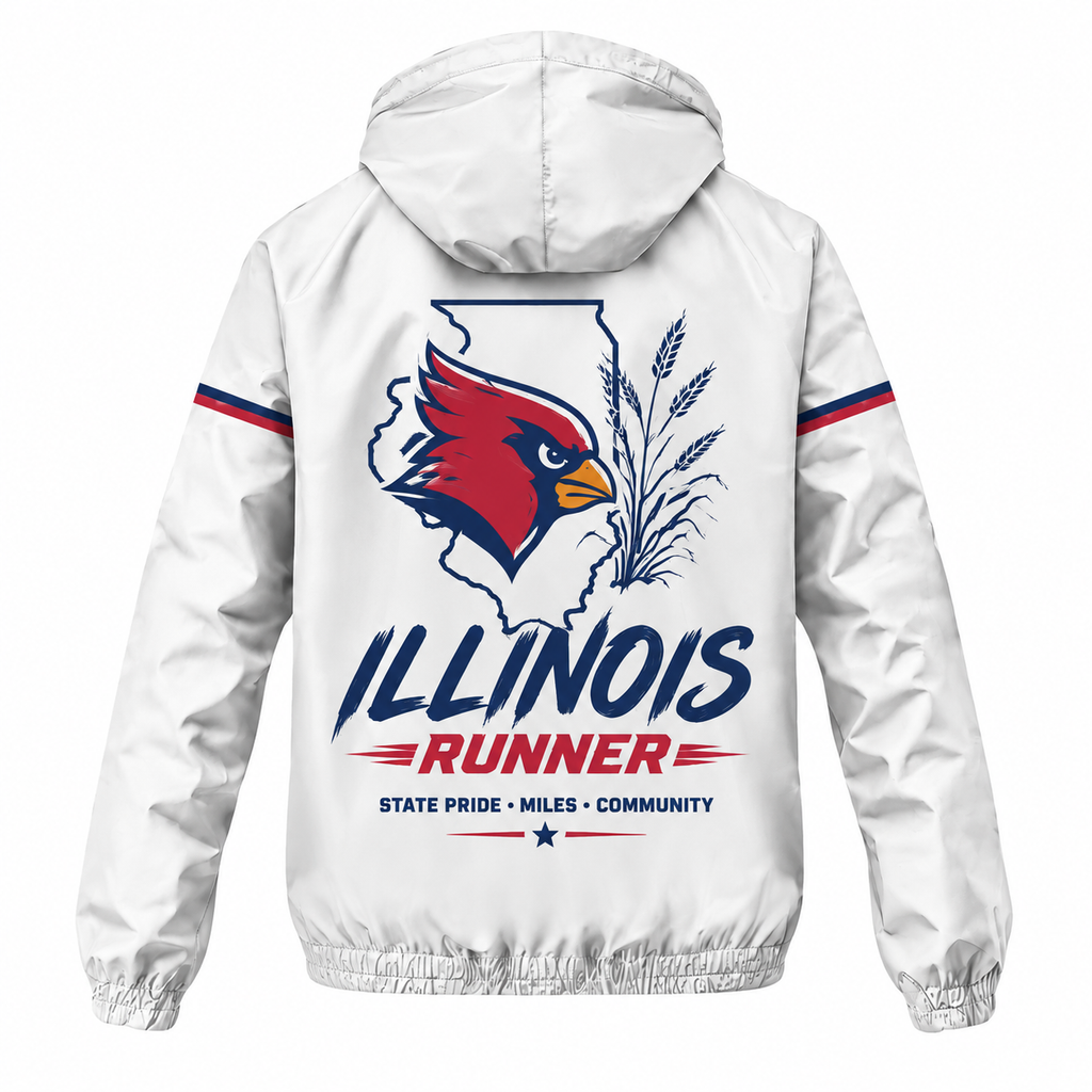 Custom Name Illinois Cardinal Runner Illinois Running Windbreaker Jacket
