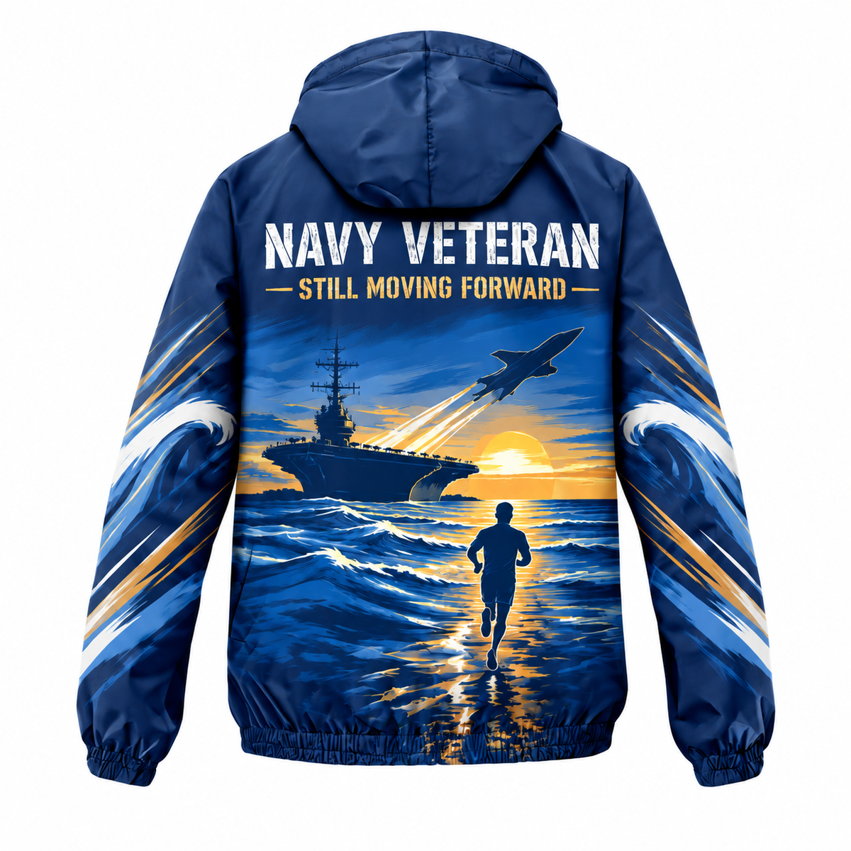 Custom Name Navy Carrier Runner Running Windbreaker Jacket
