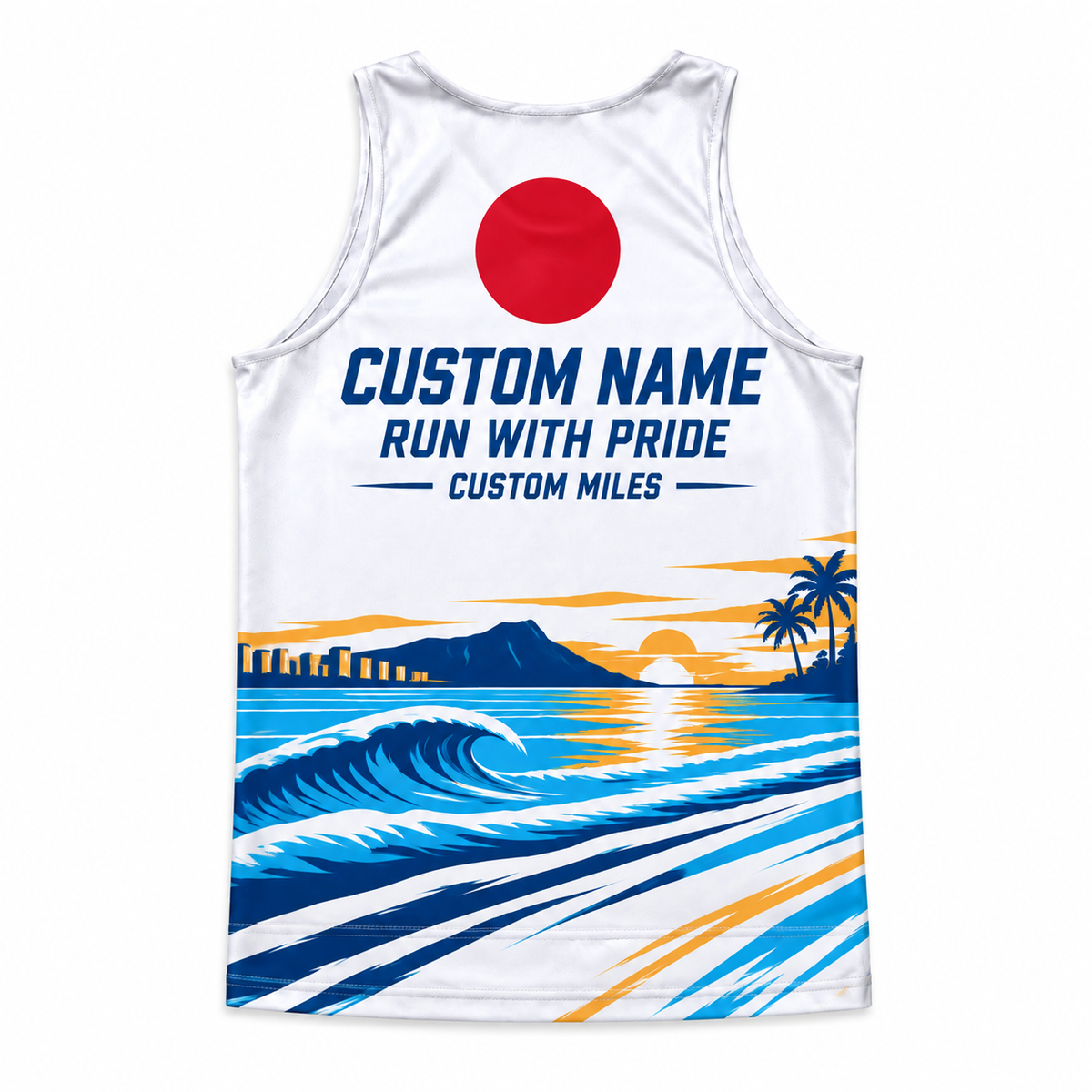 Custom Name Miles Rising Sun Aloha Running Tank Top