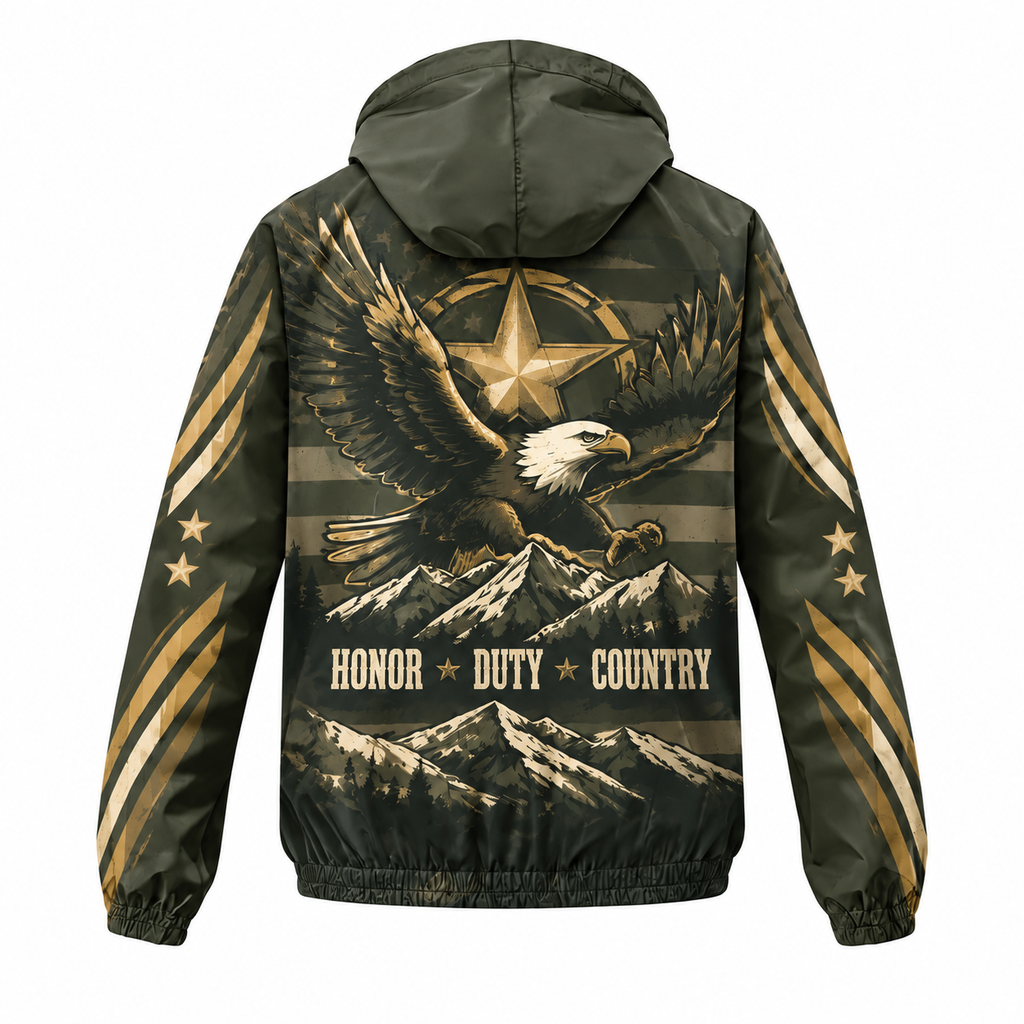 Custom Name Army Honor Duty Country Running Windbreaker Jacket
