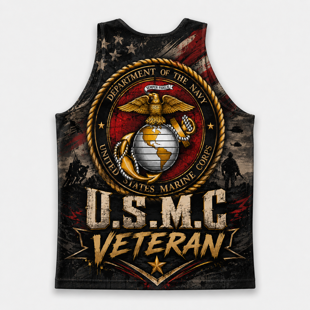 Veteran Running Tank Top - US Marine Corps Veteran V2 Tech Singlet