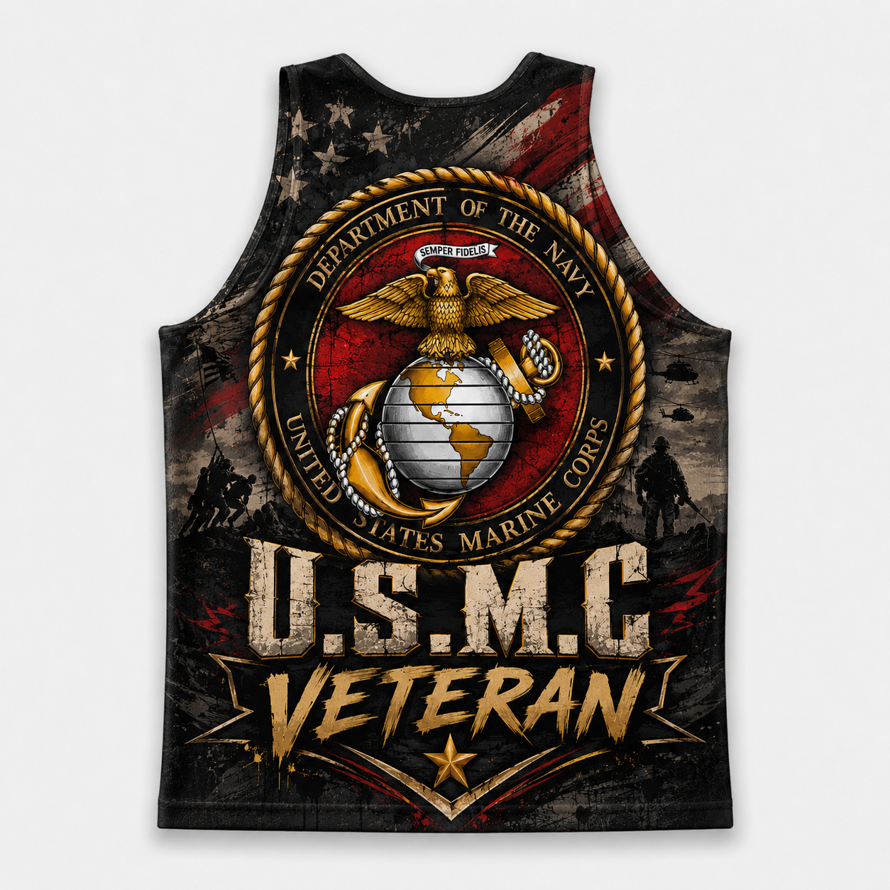 Veteran Running Tank Top - US Marine Corps Veteran V2 Tech Singlet