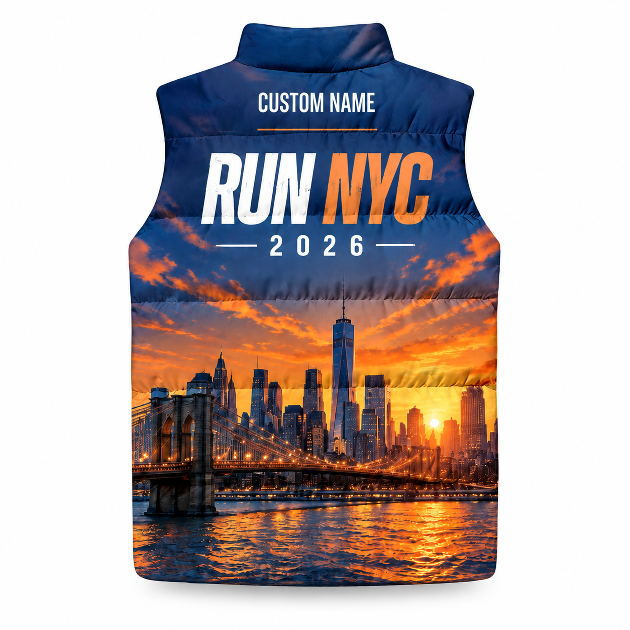 Custom Name New York Sunset Runner Vest Sleeveless Running Puffer Jacket