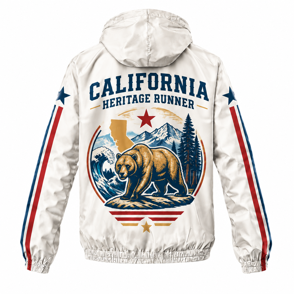 Custom Name California Heritage Runner Running Windbreaker Jacket