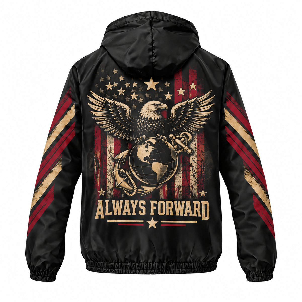Custom Name Marine Veteran Always Forward Running Windbreaker Jacket
