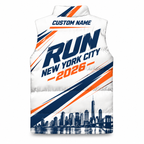 Custom Name Racing Stripe Borough Style Sleeveless Running Puffer Jacket