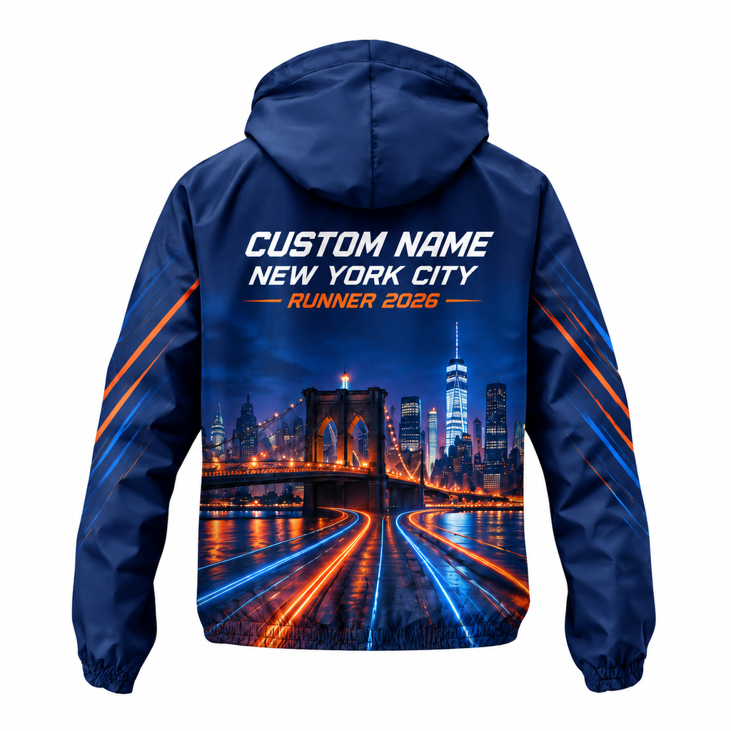 Custom Name Brooklyn Bridge Night Run Running Windbreaker Jacket