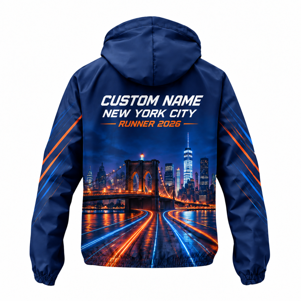 Custom Name Brooklyn Bridge Night Run Running Windbreaker Jacket