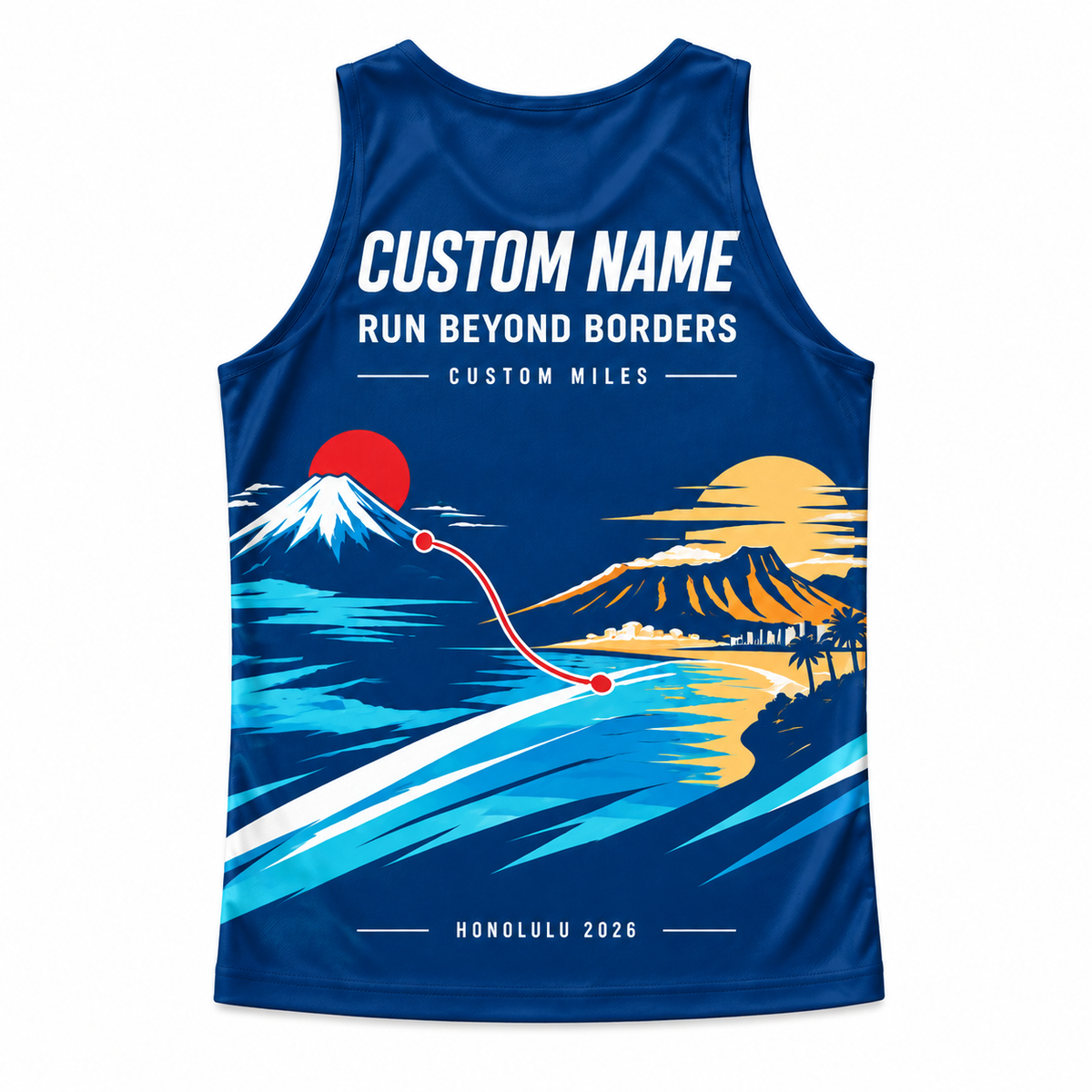 Custom Name Miles Mount Fuji Aloha Runner Running Tank Top