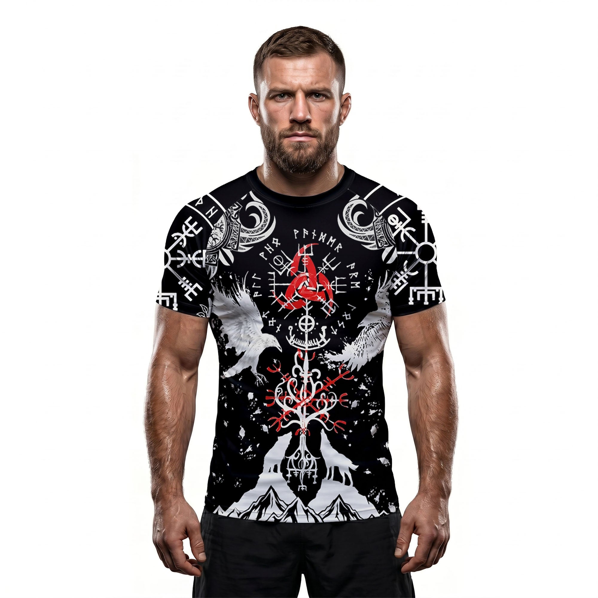 Shadows of Valhalla The Raven & Wolf BJJ Rash Guard