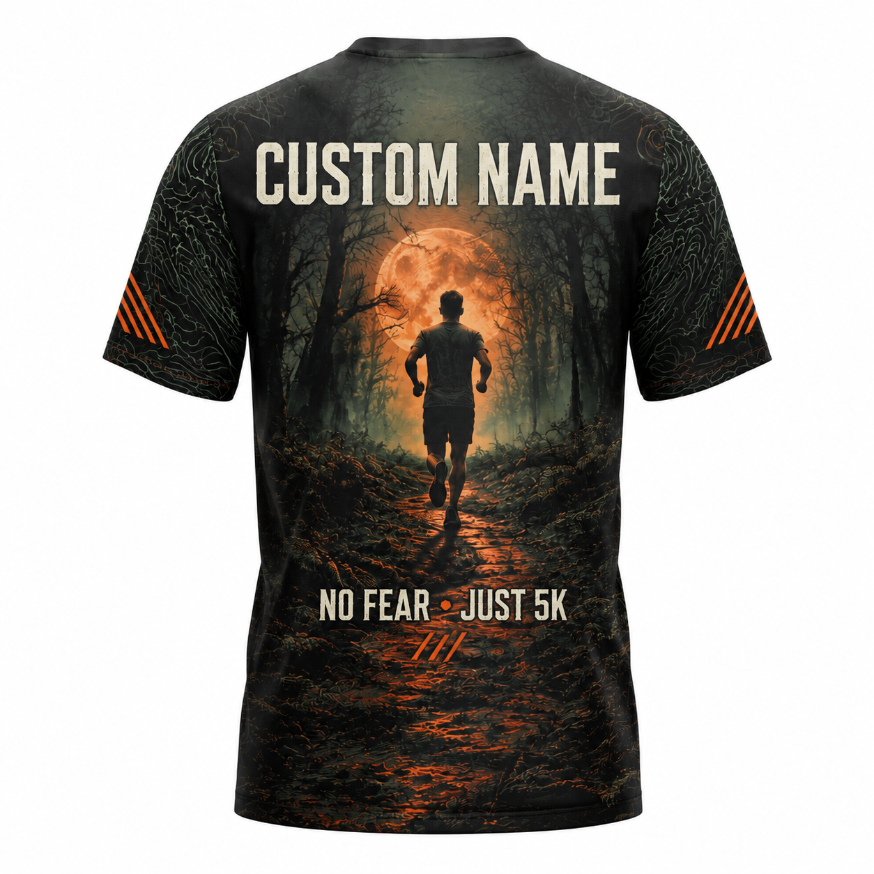 Custom Name Haunted 5K Halloween Tech Running T-Shirt