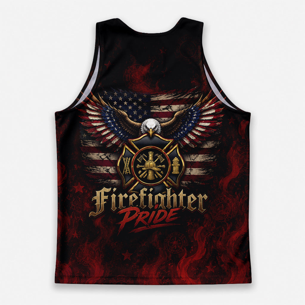 Men's Running Tank Top Firefighter Pride American Flag Eagle Running Singlet