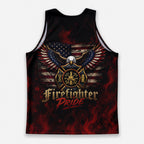 Men's Running Tank Top Firefighter Pride American Flag Eagle Running Singlet