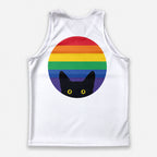 LGBT Pride Running Tank Top Peeking Cat in Rainbow Running Singlet for Men and Women