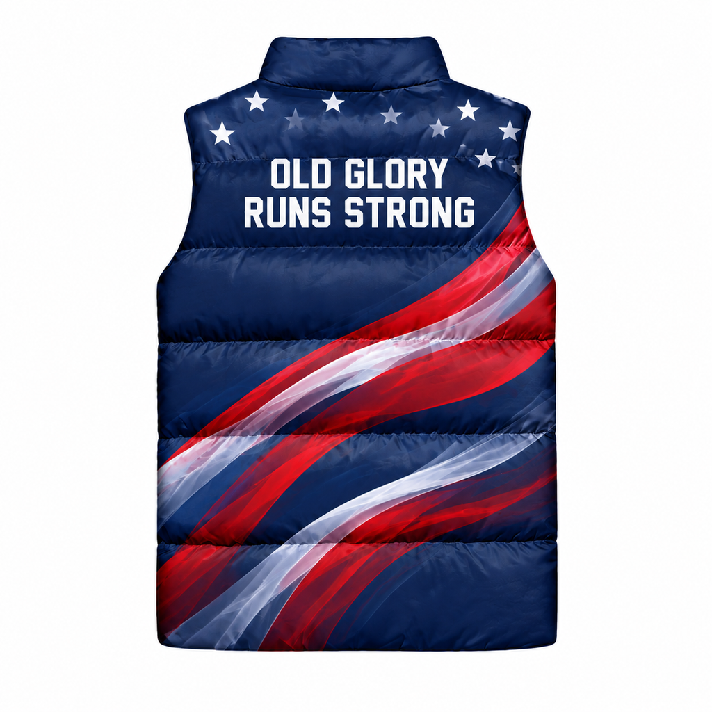 Old Glory Midnight Sleeveless Running Puffer Jacket