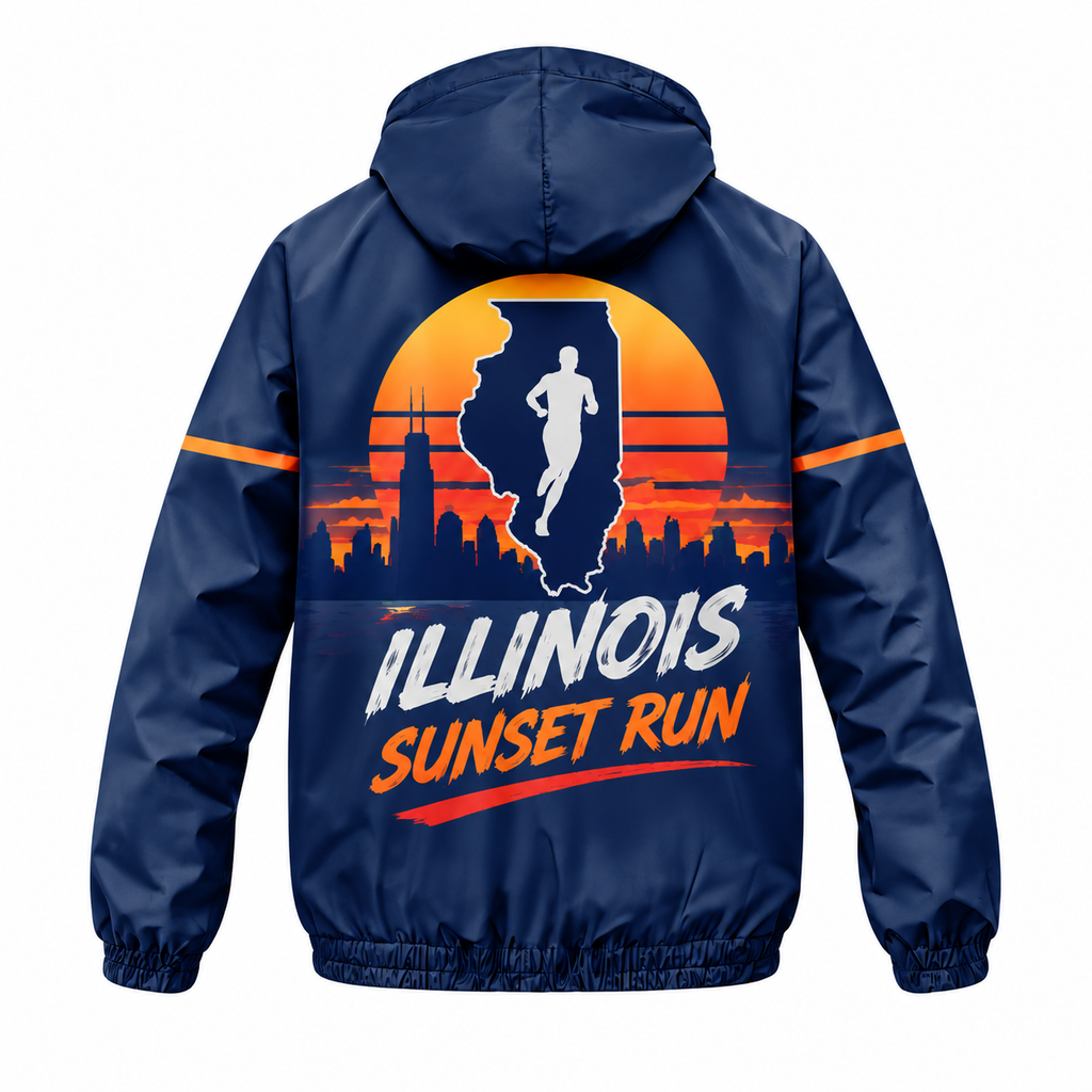 Custom Name Illinois Sunset Run Illinois Running Windbreaker Jacket