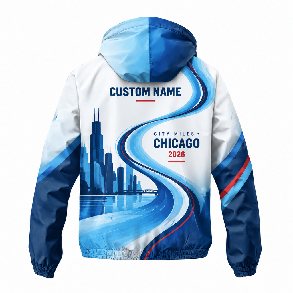Custom Name Chicago River Motion Running Windbreaker Jacket