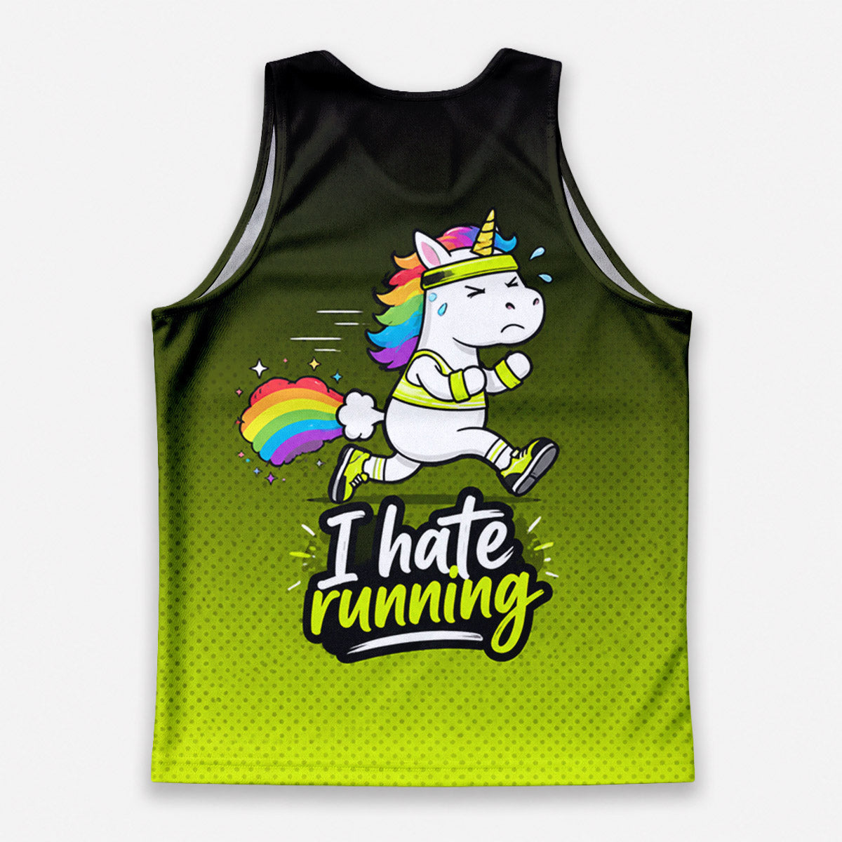 Funny Running Tank Top I Hate Running Unicorn Tech Singlet V2