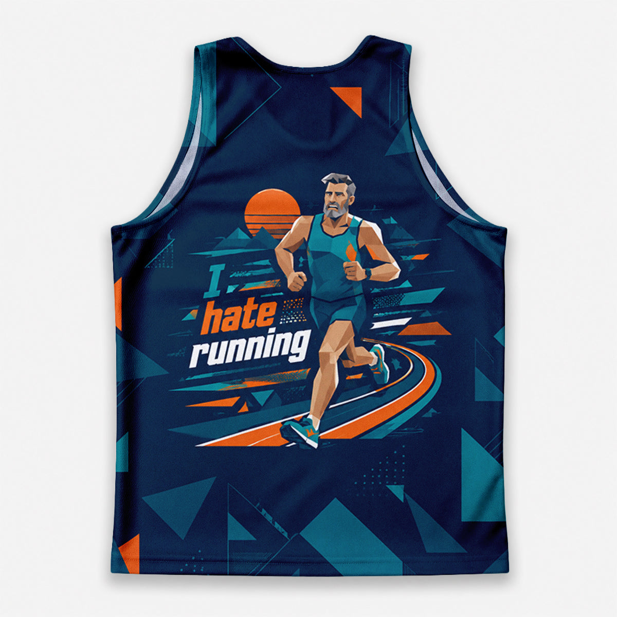 Funny Running Tank Top I Hate Running Geometric Tech Singlet