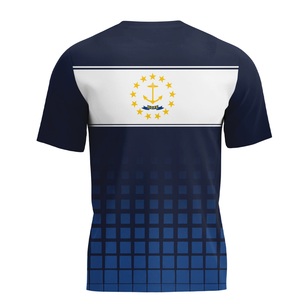 Rhode Island State Pride Tech Running T-Shirt