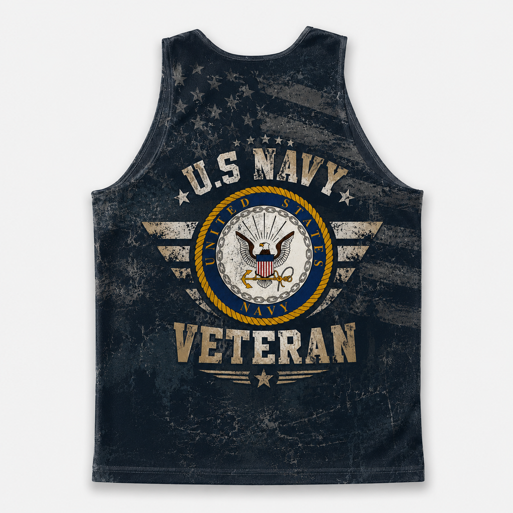 Veteran Running Tank Top - US Navy Veteran V5 Tech Singlet