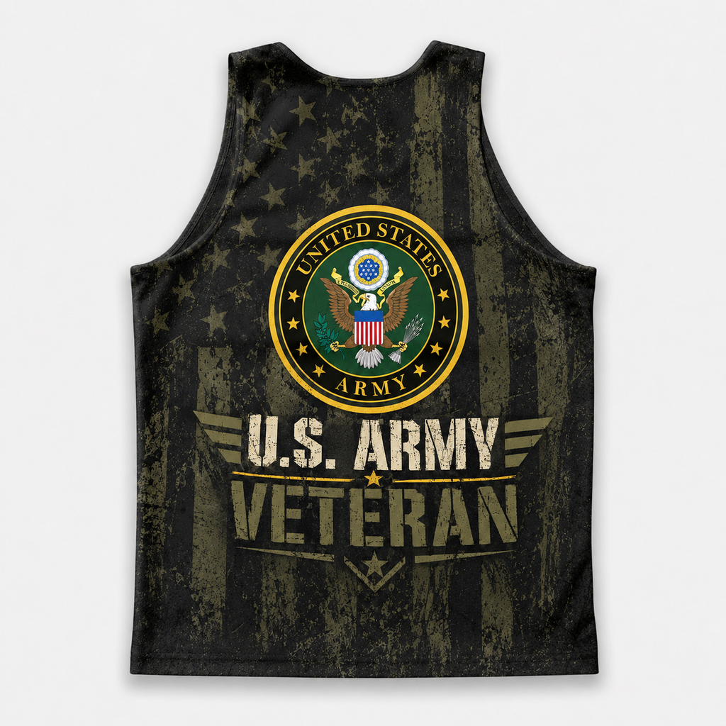 Veteran Running Tank Top - US Army Veteran V10 Tech Singlet