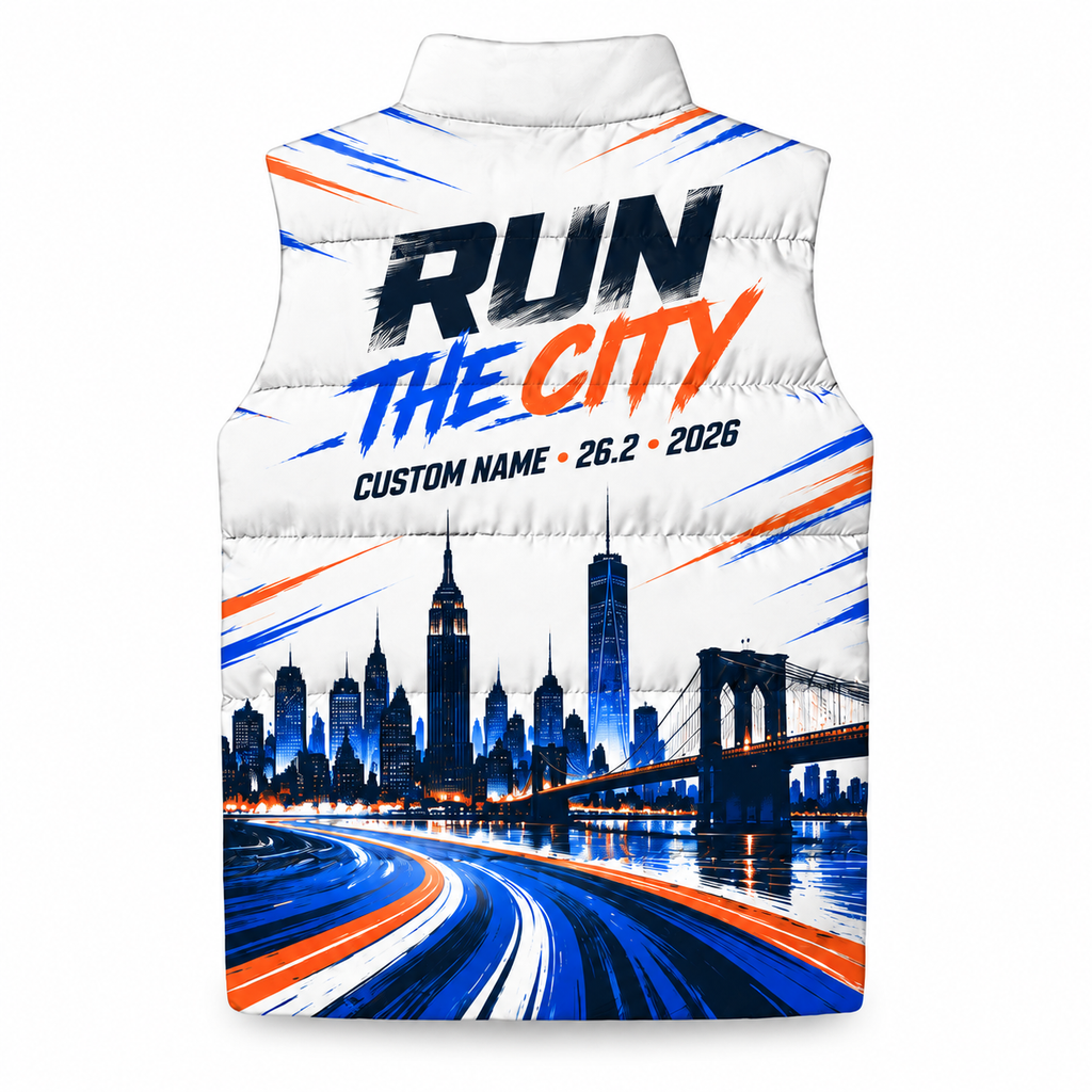 Custom Name Pulse To The City Sleeveless Running Puffer Jacket