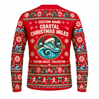 Custom Name Miles Ho Ho Hustlin’ by the Gulf Santa Hustle Galveston Running Long Sleeve Shirt