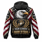 Custom Name Marine Veteran Eagle Valor Running Windbreaker Jacket